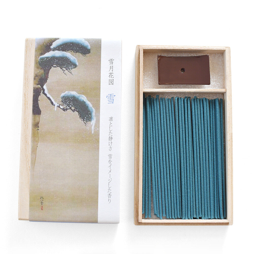 Snow, Moon, and Flowers Incense Sticks in Paulownia Wood Box