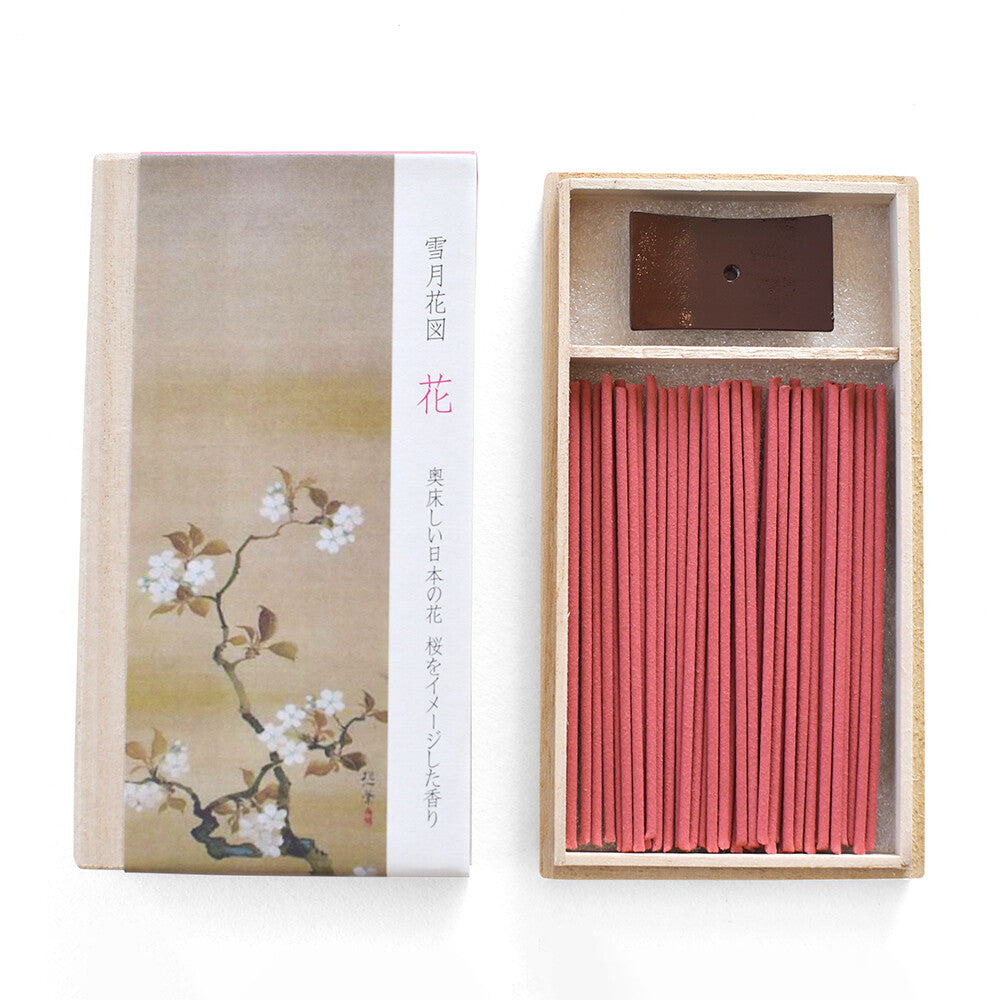 Snow, Moon, and Flowers Incense Sticks in Paulownia Wood Box