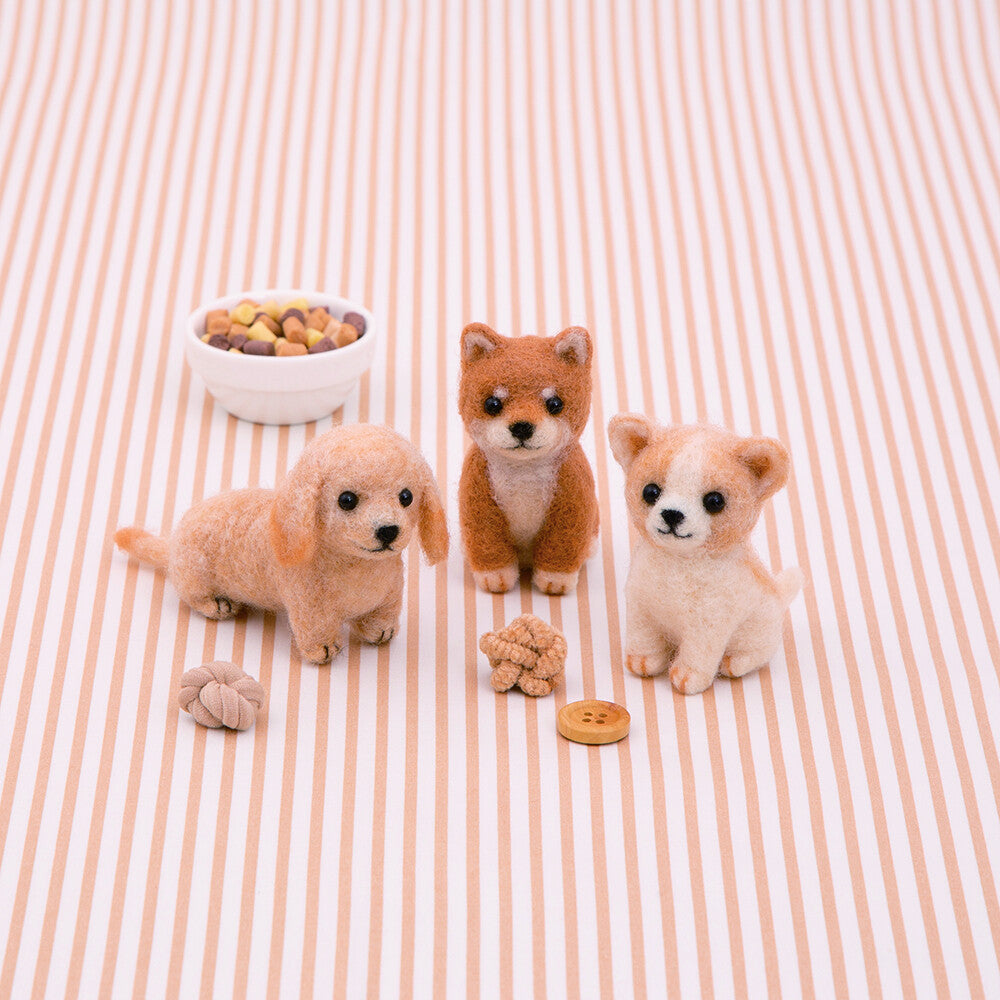 Japanese Needle Felting Kit - Puppy Trio